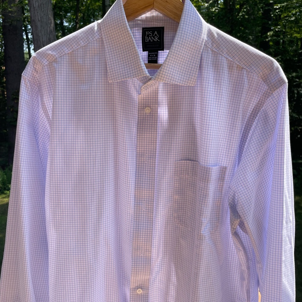 Jos. A. Bank Men's Light Blue Checkered Dress Shirt
